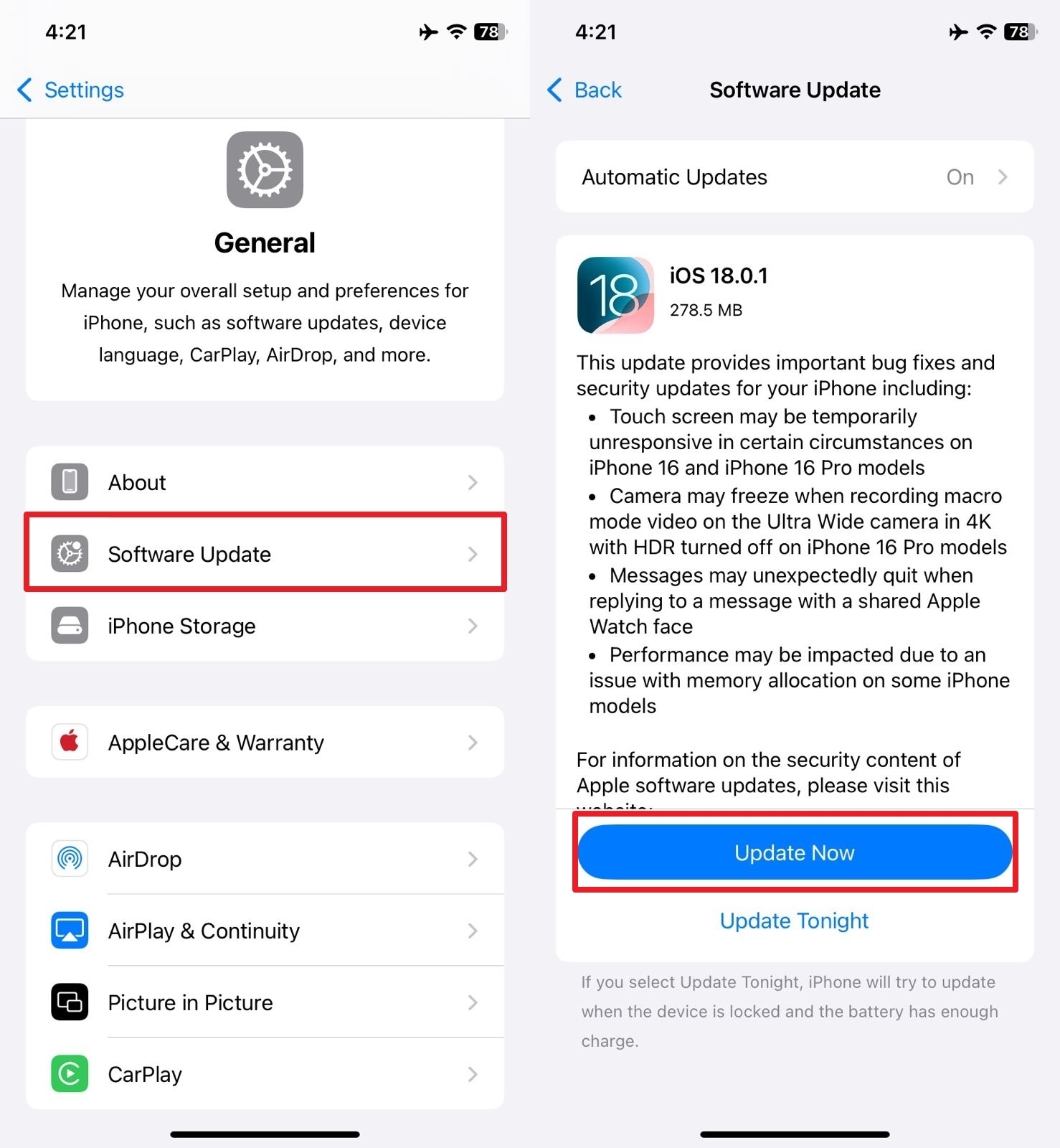 一般的な設定からiOSファームウェアを更新します