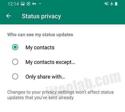 WhatsAppステータスプライバシー