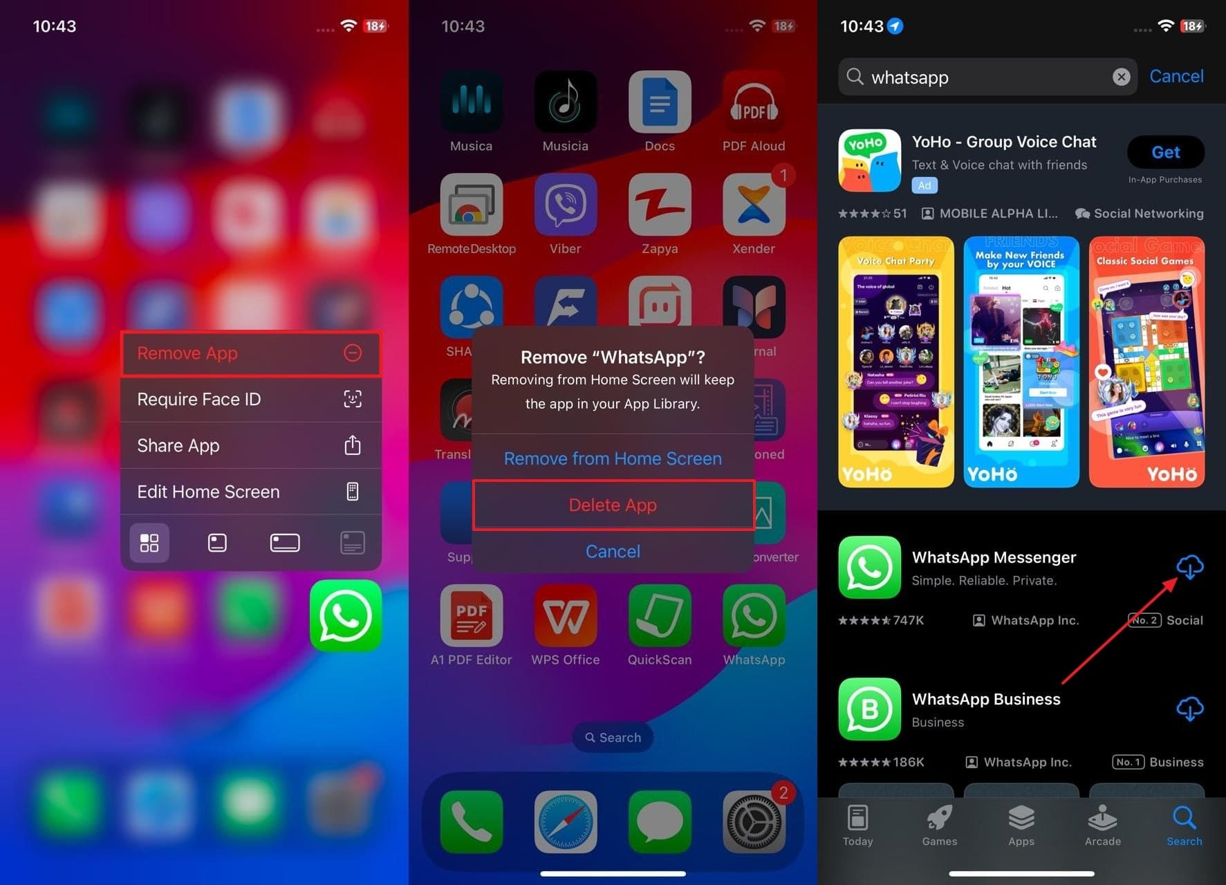 App StoreからWhatsAppを再インストールします