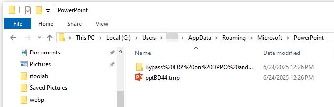 PowerPoint一時ファイル