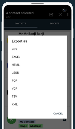 Infinixからさまざまな場所に連絡先をエクスポートします